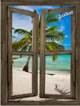 Beach Cabin #13 Window Peel & Stick (1 piece) Canvas Wall Mural