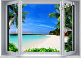             Beach Resort Window 1-Piece Canvas Peel & Stick Wall Mural