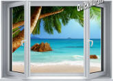 Secluded Beach Window 1-Piece Peel & Stick Canvas Mural 	