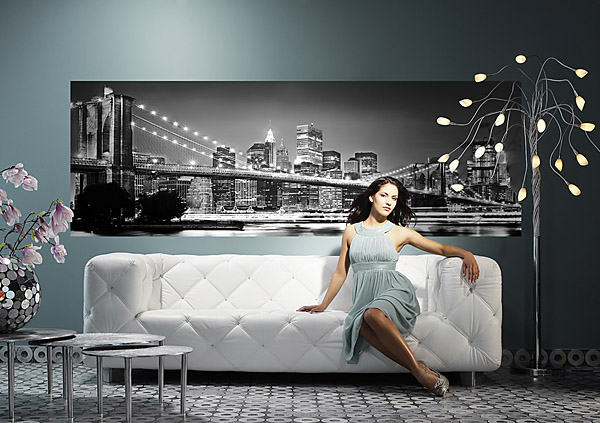 New York Brooklyn Bridge Black & White 4-320 Wall Mural by Komar