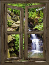 Waterfall Cabin Window #3 Peel & Stick (1 piece) Canvas Wall Mural