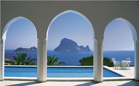 Pool and Arches, Mallorca Wall Mural 8-067 by Komar