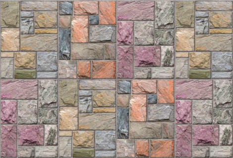 Colorful Limestone Brick Wall Mural 8109