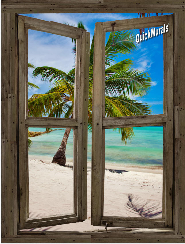 Beach Cabin #13 Window Peel & Stick (1 piece) Canvas Wall Mural