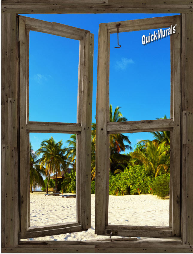 Beach Cabin #13 Window Peel & Stick (1 piece) Canvas Wall Mural