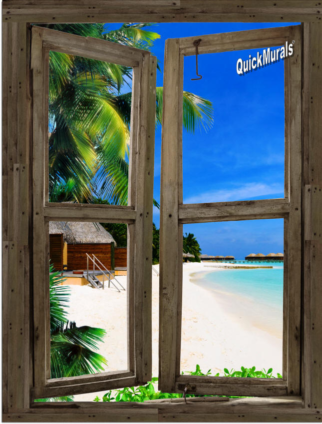 Beach Cabin #8 Window Peel & Stick (1 piece) Canvas Wall Mural