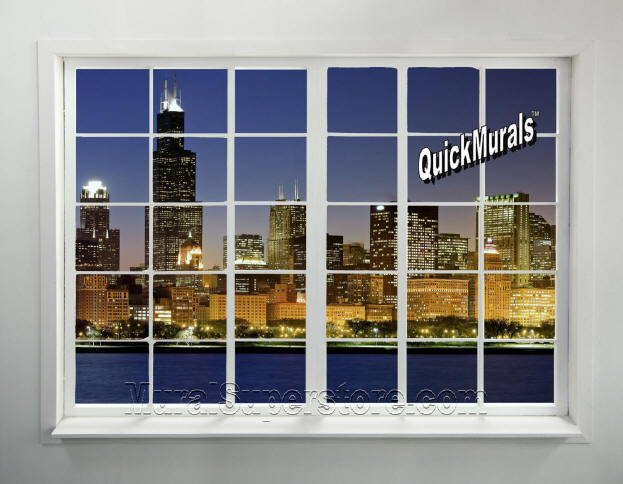 Cityscape Window # 1 Peel & Stick (1 piece) Wall Mural