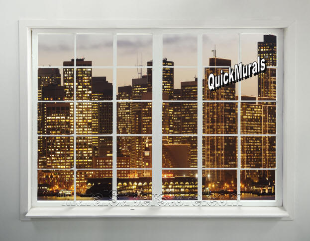 Cityscape Window # 1 Peel & Stick (1 piece) Wall Mural