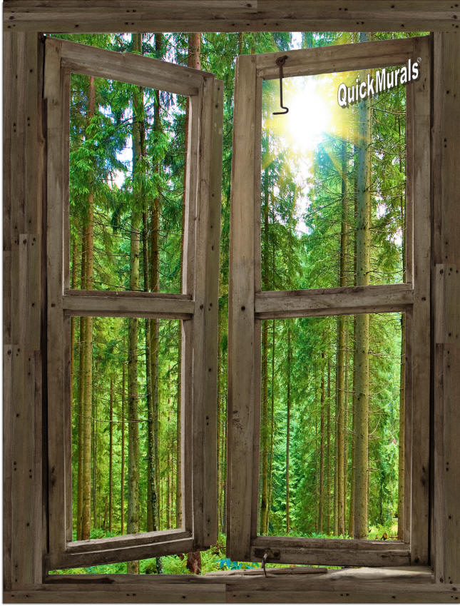 Country Cabin Window Peel & Stick (1 piece) Canvas Wall Mural