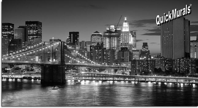 Brooklyn Bridge Panoramic Peel & Stick (1 piece) Wall Mural (B&W)