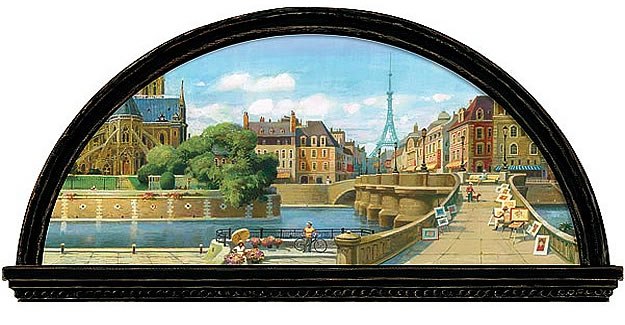 Arch Headboard - Paris Landmarks Mural