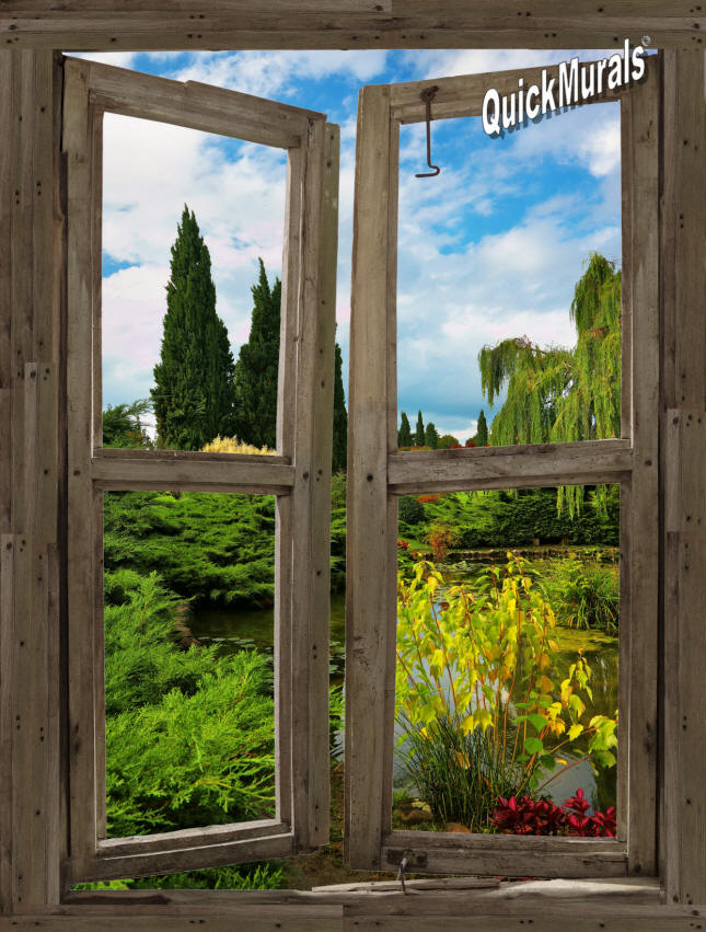 Garden Lake Cabin Window Mural