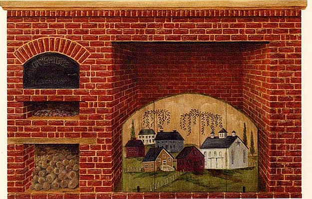 HF8825M Brick Fireplace mural