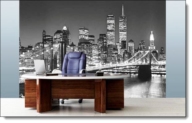 Brooklyn Bridge B&W Wall Mural WG138 Roomsetting