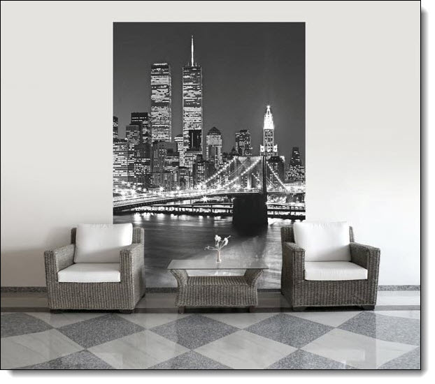 Brooklyn Bridge B & W Wall Mural 417 by Ideal Decor roomsetting