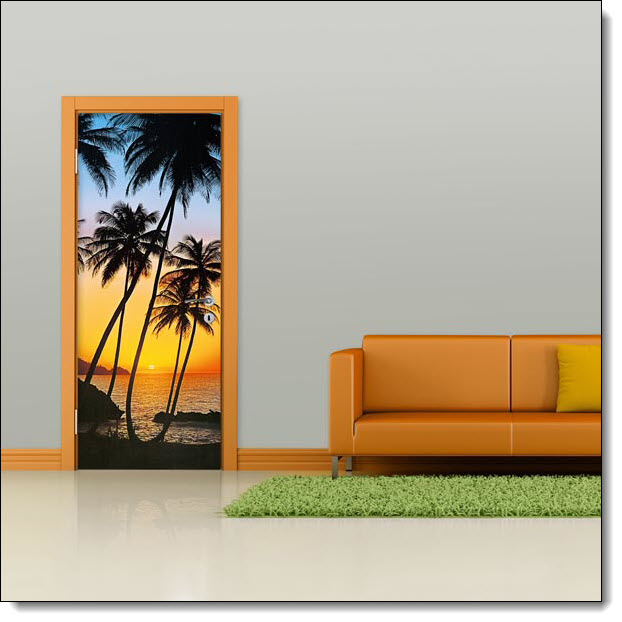 Sunny Palms 529 Door Mural by Ideal Decor
