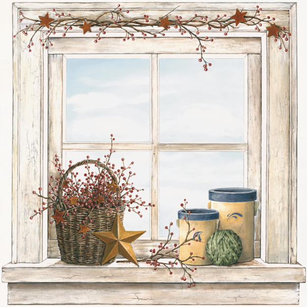Country Window With Baskets PC4087M Mural by York