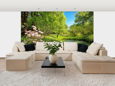 Park In The Spring Wall Mural DM136 roomsetting