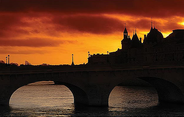 Stone Bridge at Sunset Mural