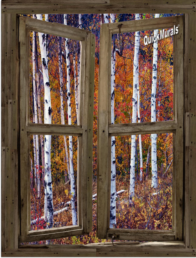 Wilderness Cabin Window Peel & Stick (1 piece) Canvas Wall Mural