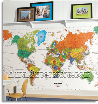 World Map Wall Mural MP4946M by York roomsetting