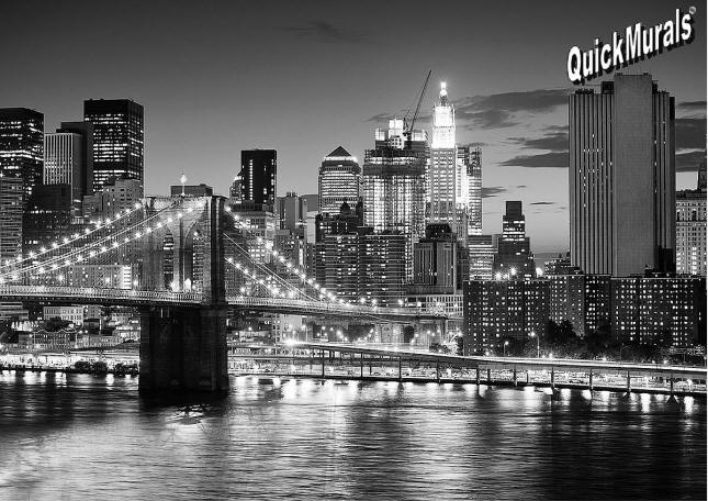 Brooklyn Bridge Peel & Stick Canvas Wall Mural (B&W)