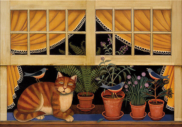 Cat Nap Window Mural