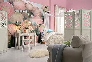 Gentle Rose Wall Mural Roomsetting