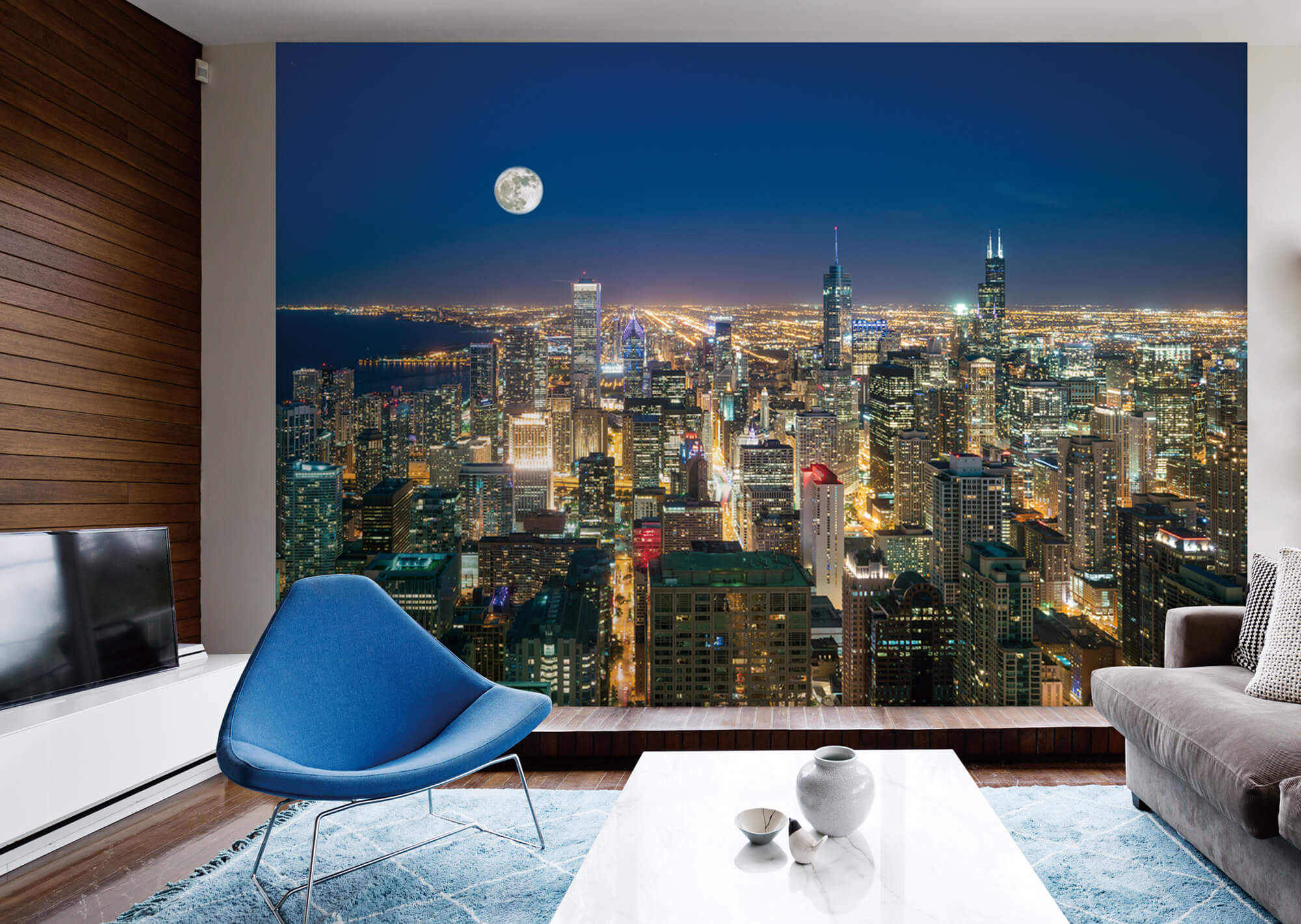 Chicago skyline Photo Wallpaper Wall Mural Home Decor Bedroom Giant Paper Poster 