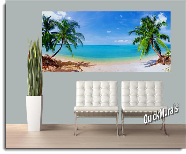 Coconut Beach Panoramic Wall Mural Roomsetting