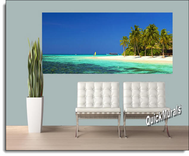 Cook Island Panoramic Wall Mural Roomsetting