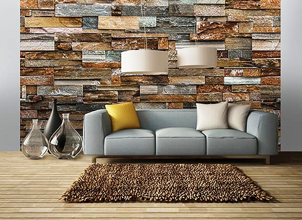 Colorful Stone Wall Mural DM159Roomsetting by Ideal Decor