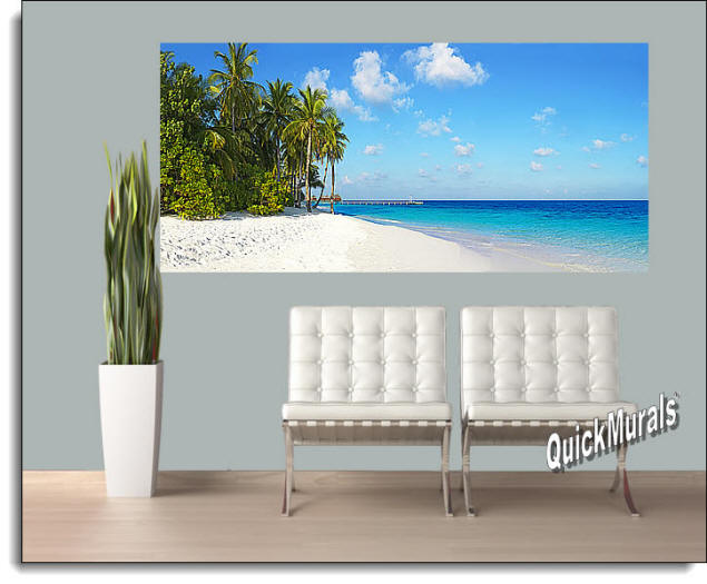 Cook Island Panoramic Peel & Stick Wall Mural Roomsetting