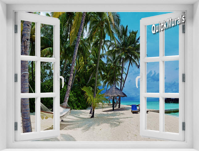 Tropical Beach Resort Window 